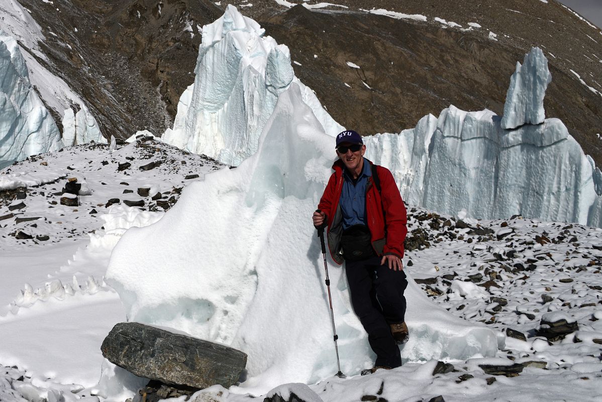 18 Jerome Ryan And An Ice Penitente On The East Rongbuk Glacier On The Trek From Intermediate Camp To Mount Everest North Face Advanced Base Camp In Tibet